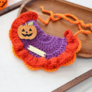 Pet Accessories Halloween Knit Gold Label Bandana Cat Dog Neck Scarf Ghost Festival Pumpkin Collar