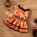 New Halloween Pet Dog Clothes for Medium and Small Dogs, Pumpkin Lace Dress