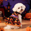 New Halloween Pet Dog Clothes for Medium and Small Dogs, Pumpkin Lace Dress
