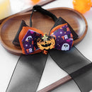 Pet Halloween Pumpkin Head Veil Collar with Bow Tie for Small Dogs and Cats, Festival Costume Accessories