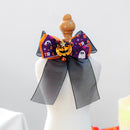 Pet Halloween Pumpkin Head Veil Collar with Bow Tie for Small Dogs and Cats, Festival Costume Accessories