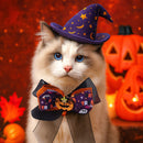 Pet Halloween Pumpkin Head Veil Collar with Bow Tie for Small Dogs and Cats, Festival Costume Accessories
